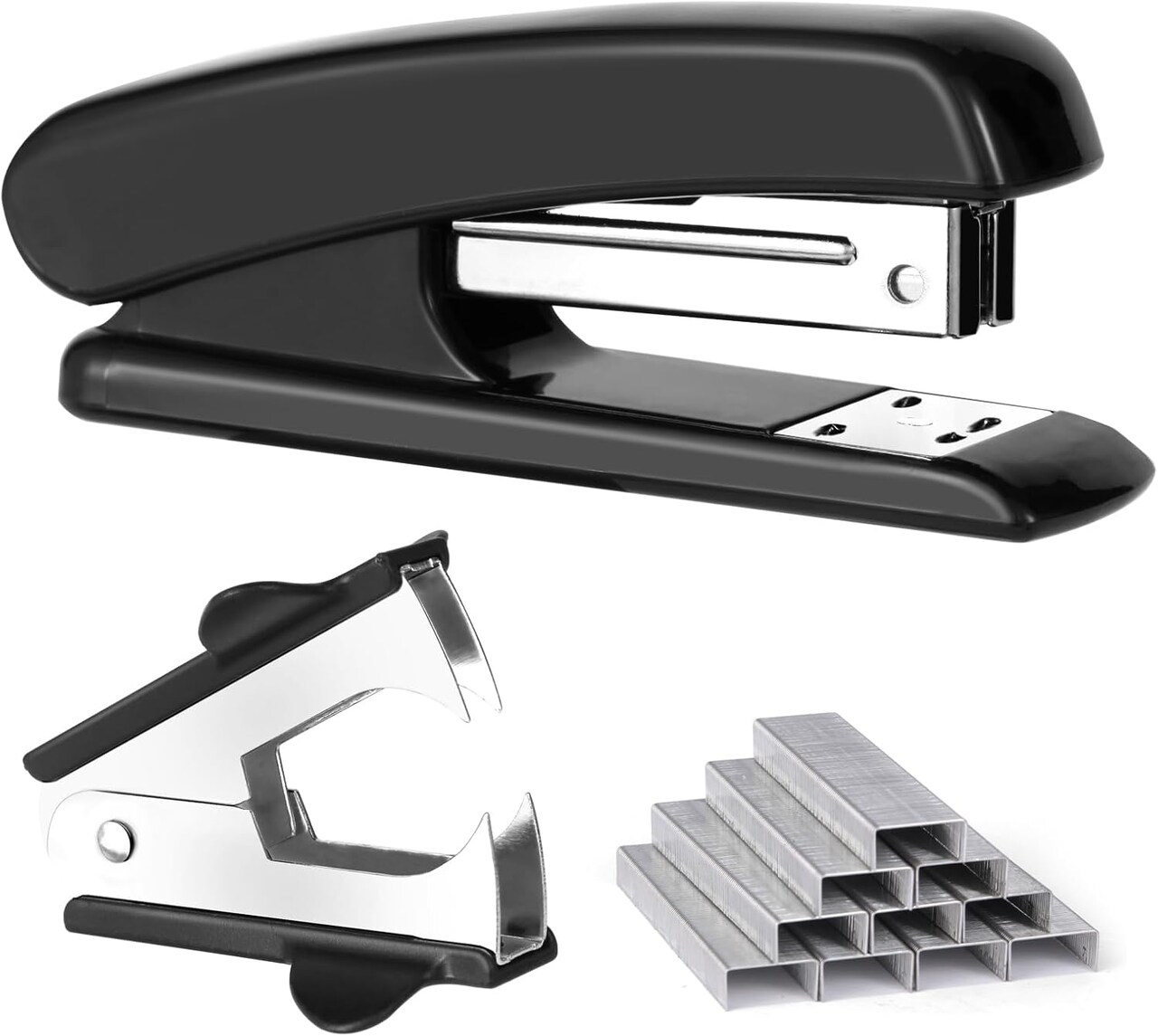 Black Modern Office Stapler, 25 Sheet Capacity, Automatic, Includes 1000 Staples and Staple Remover